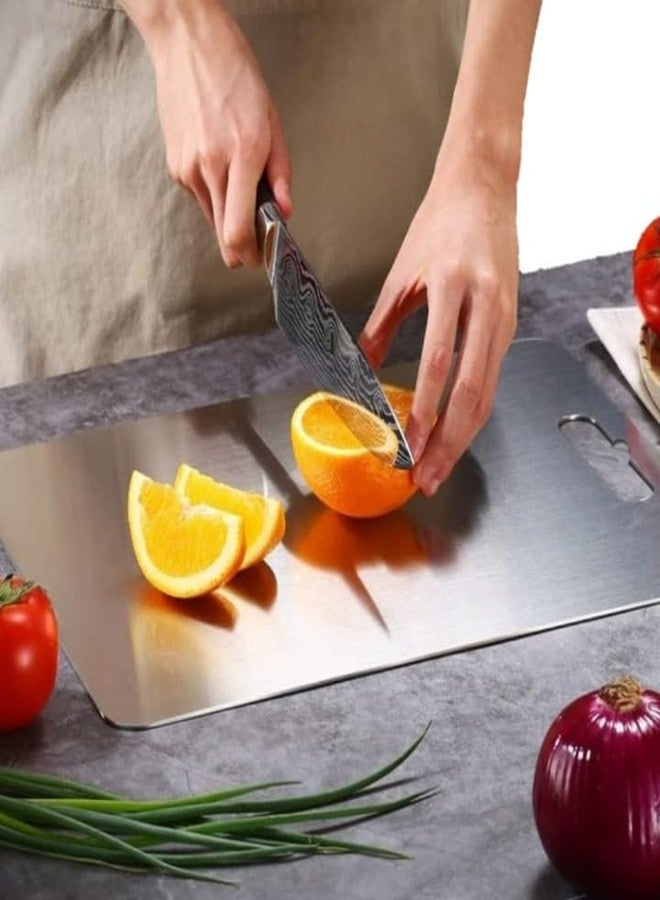 DHAVAL Premium Large Stainless Steel Cutting Board for Kitchen - Heavy-Duty Metal Chopping Board for Vegetables, Fruits & Meat - Durable Big Size Pad 10 x 14 Inch - Non-Rust - Image 2